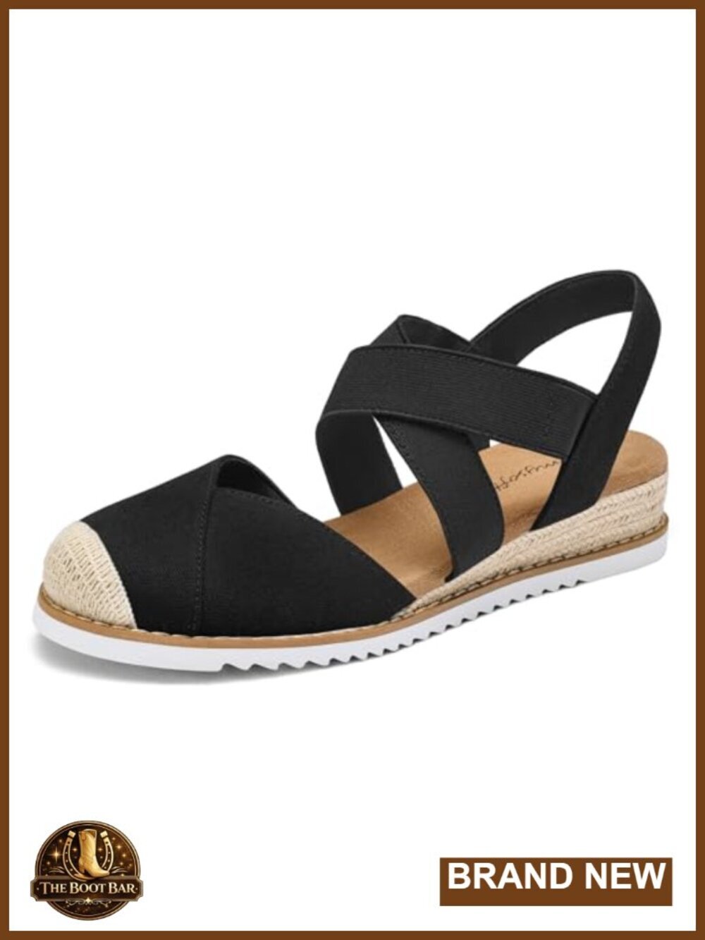 Wedge Sandals Low Heel Comfortable Closed Toe Espadrilles Slip-on Elastic Ankle